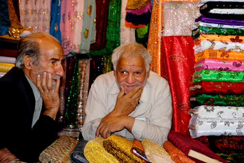 Esfahan, Bazaar Cloth Sellers