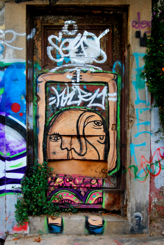 Valparaiso, Chile, Blue Shoes Doorway