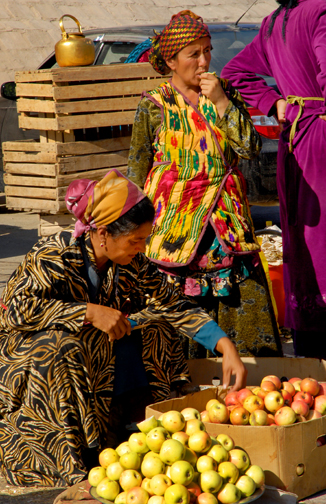 Khiva, Uzbekistan, Market Apple Sellers